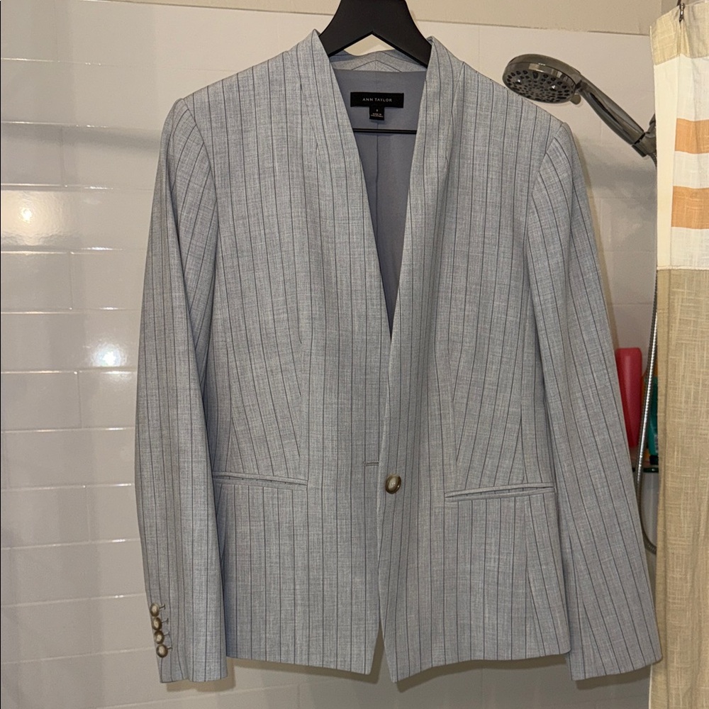 Ann Taylor Light Gray Pinstripe Blazer